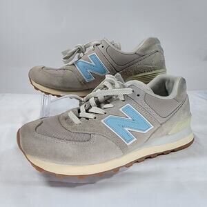 New Balance 574 Womens Size 7.5 Moonrock Chrome Blue Sneakers ENCAP Suede Shoes